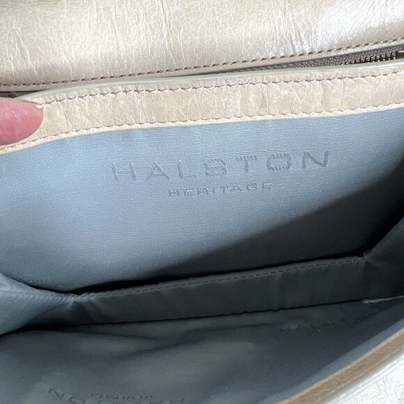 Halston Heritage Beige Leather Crossbody Bag - Picture 7 of 8